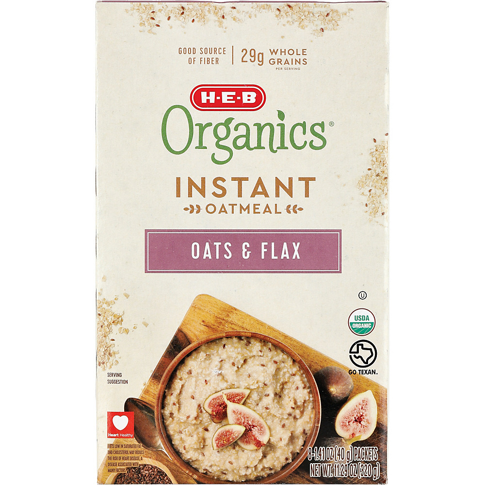 Calories in H-E-B Organics Oats & Flax Instant Oatmeal, 8 ct