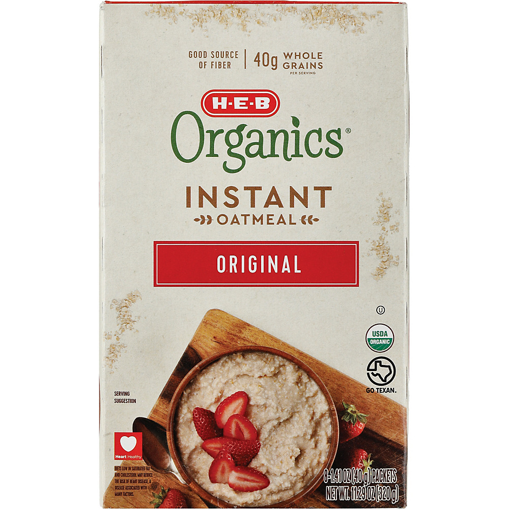 Calories in H-E-B Organics Original Instant Oatmeal, 8 ct