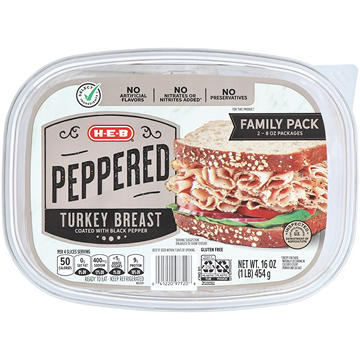H-E-B Peppered Turkey Breast Lunch Meat - Family Pack, 16 oz