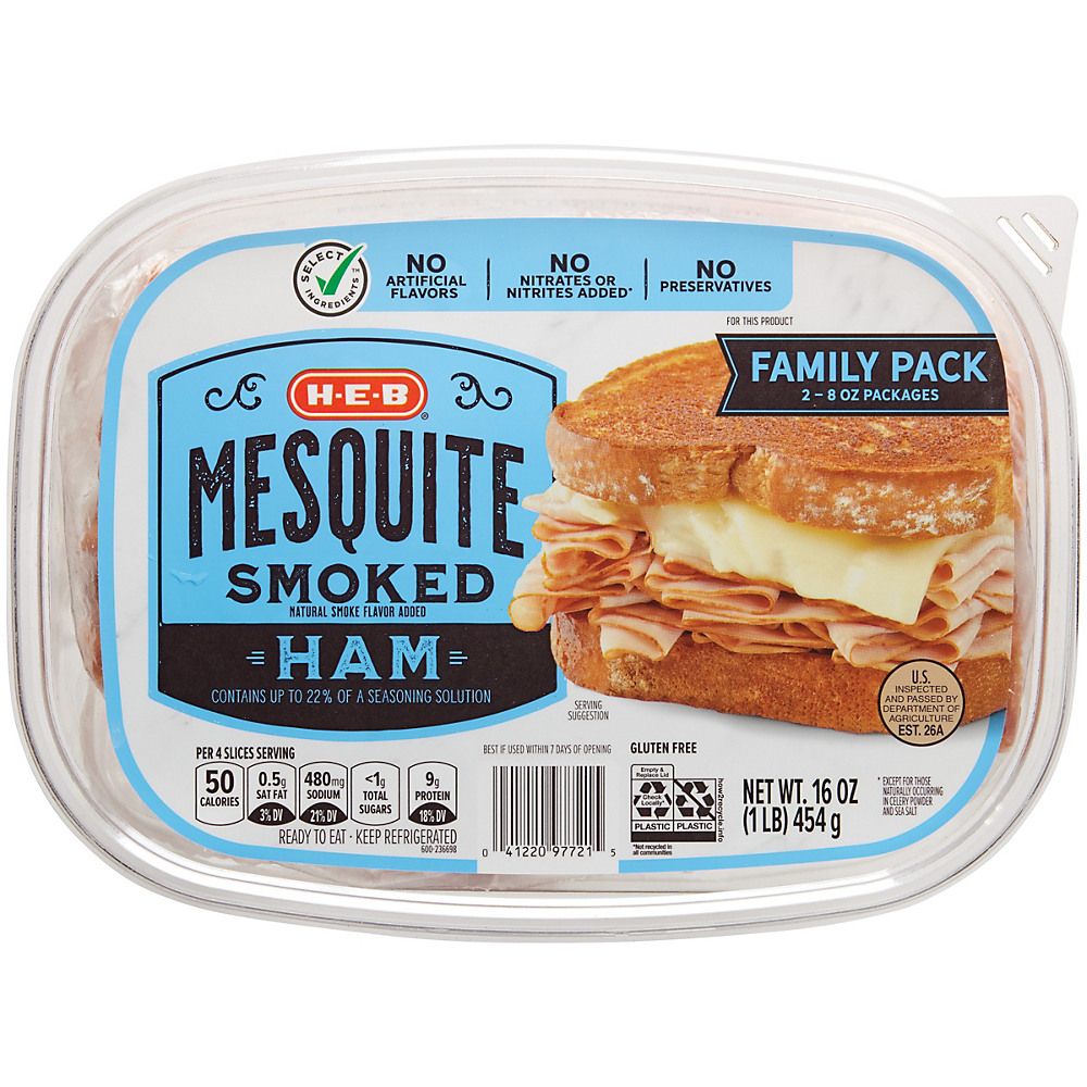 Calories in H-E-B Select Ingredients Mesquite Smoked Ham Family Pack, 16 oz