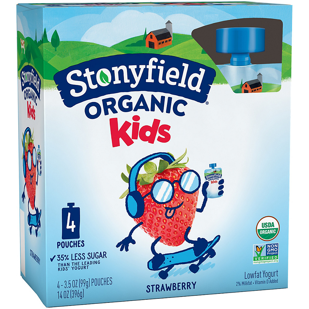 Calories in Stonyfield Organic Kids Low-Fat Strawberry Yogurt Pouches, 4 ct