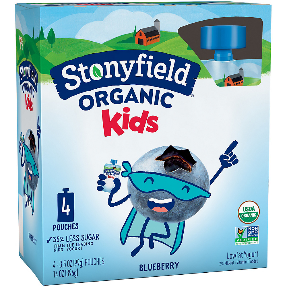 Calories in Stonyfield Organic Kids Low-Fat Blueberry Yogurt Pouches, 4 ct