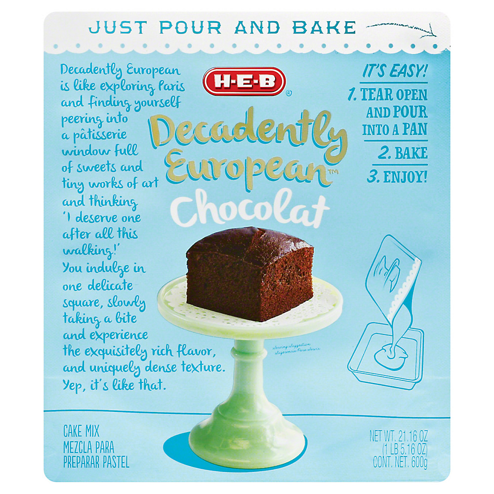Calories in H-E-B Decadently European Chocolate Cake Mix, 21.16 oz