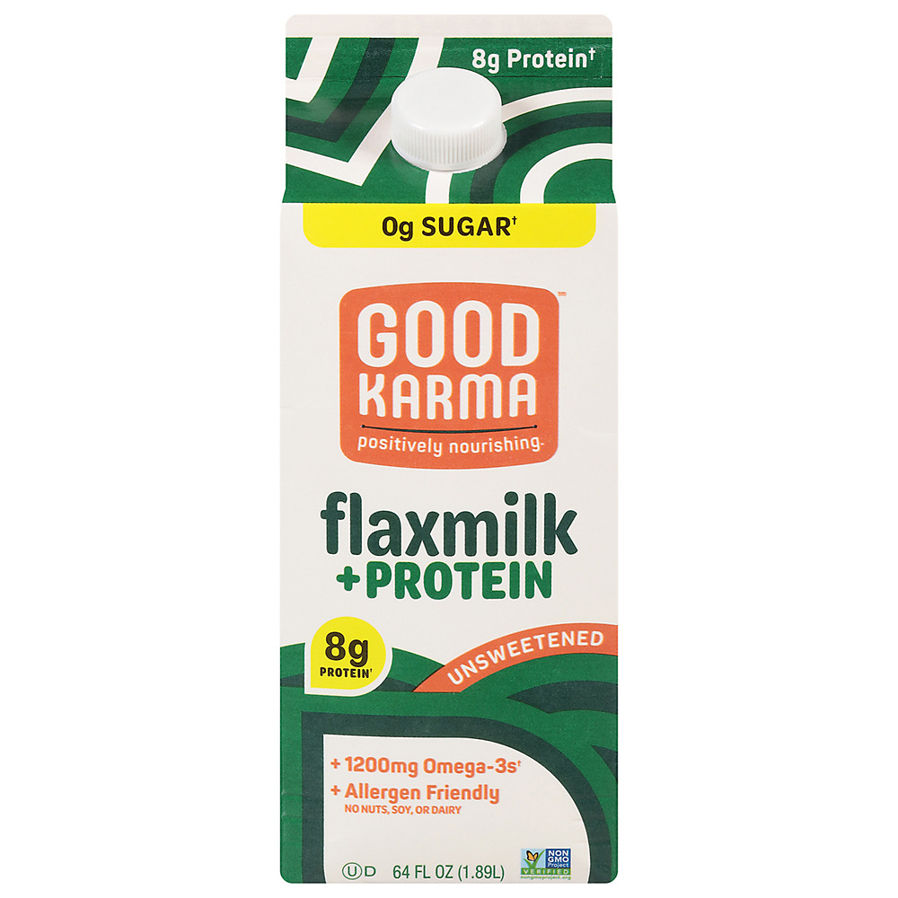 Calories in Good Karma Unsweetened + Protein Flax Milk, 1/2 gal