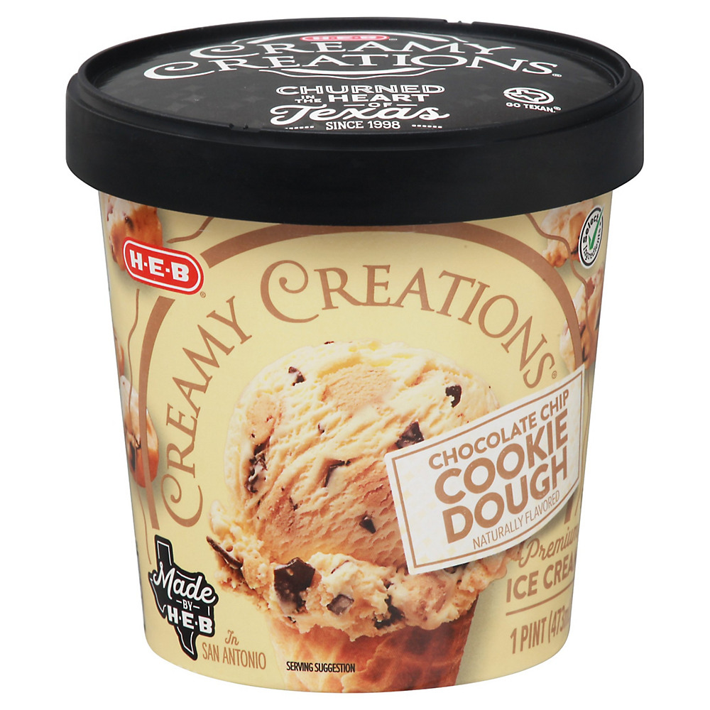 Calories in H-E-B Select Ingredients Creamy Creations Chocolate Chip Cookie Dough, 1 pt
