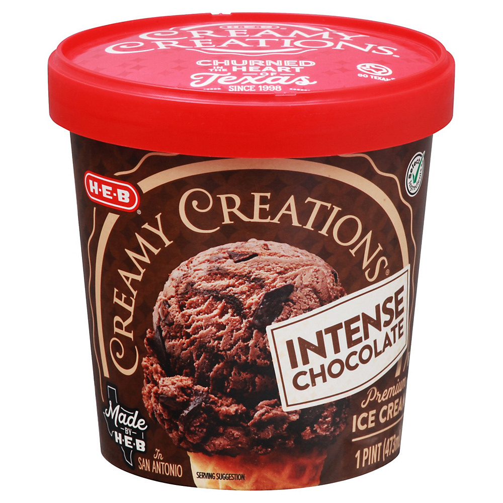 Calories in H-E-B Select Ingredients Creamy Creations Intense Chocolate, 1 pt