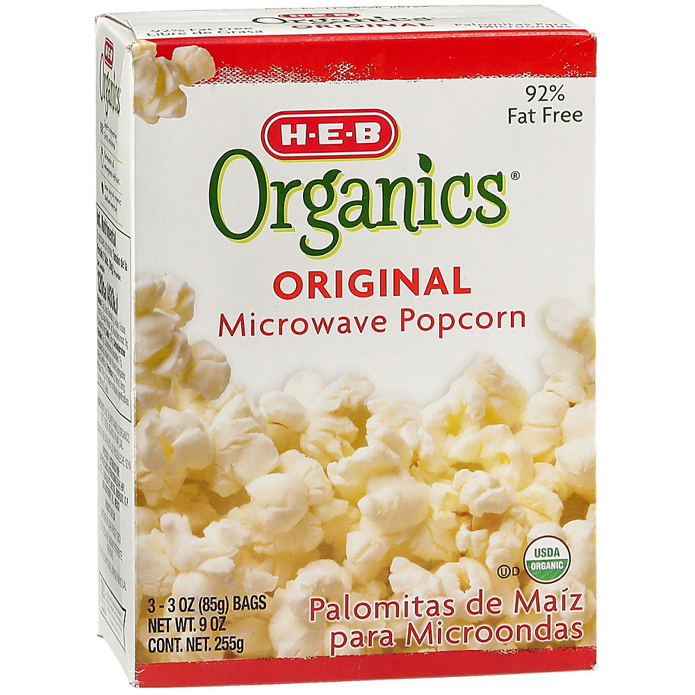 Calories in H-E-B Organics Original Microwave Popcorn, 3 ct