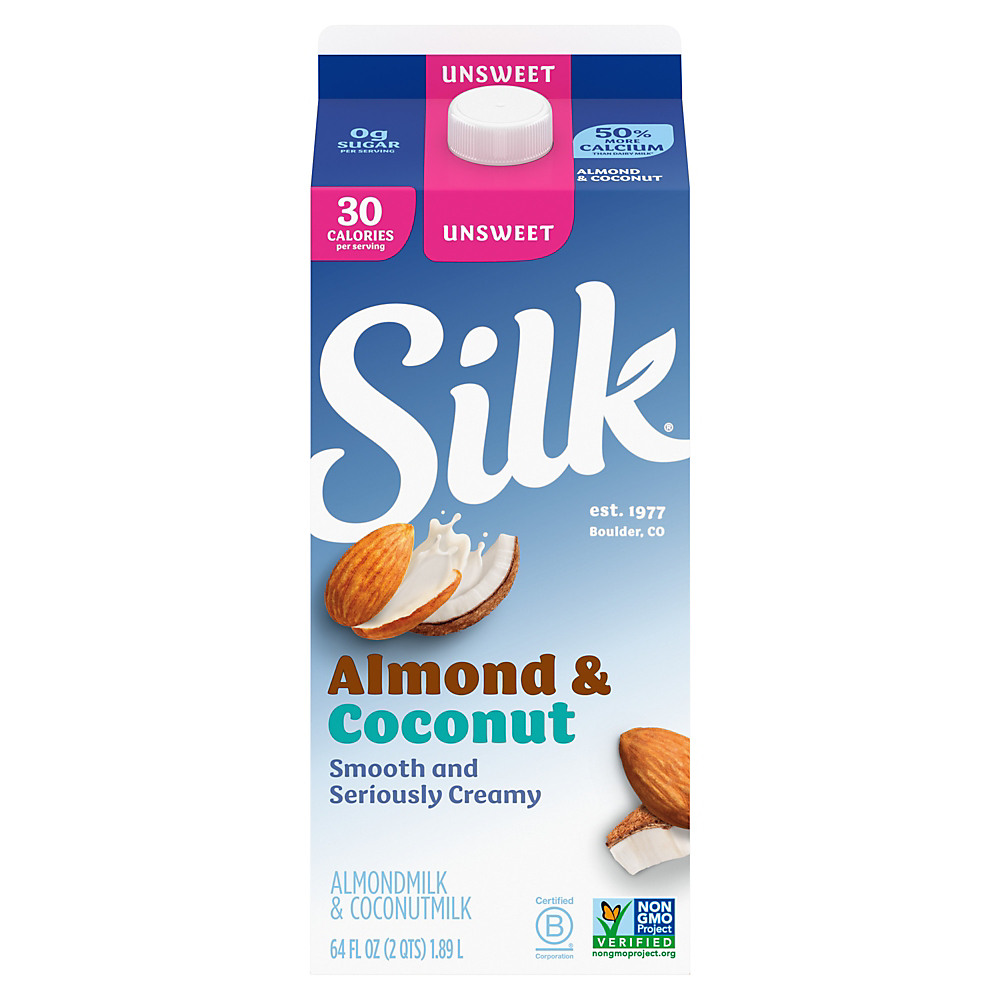 Calories in Silk Unsweetened Almond Coconutmilk Blend, Half Gallon, 64 oz