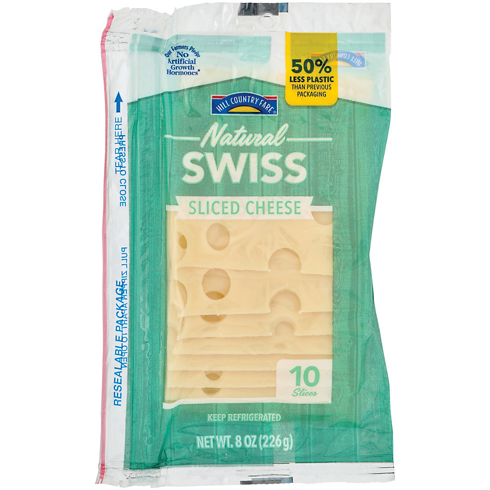 Calories in Hill Country Fare Swiss Cheese, Slices, 10 ct