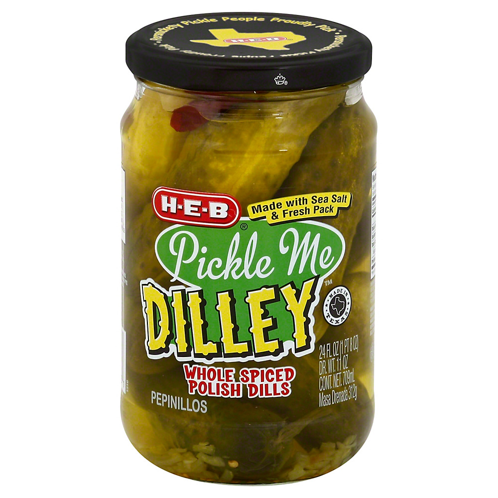 Calories in H-E-B Pickle Me Dilly Whole Spiced Polish Pickles, 24 oz
