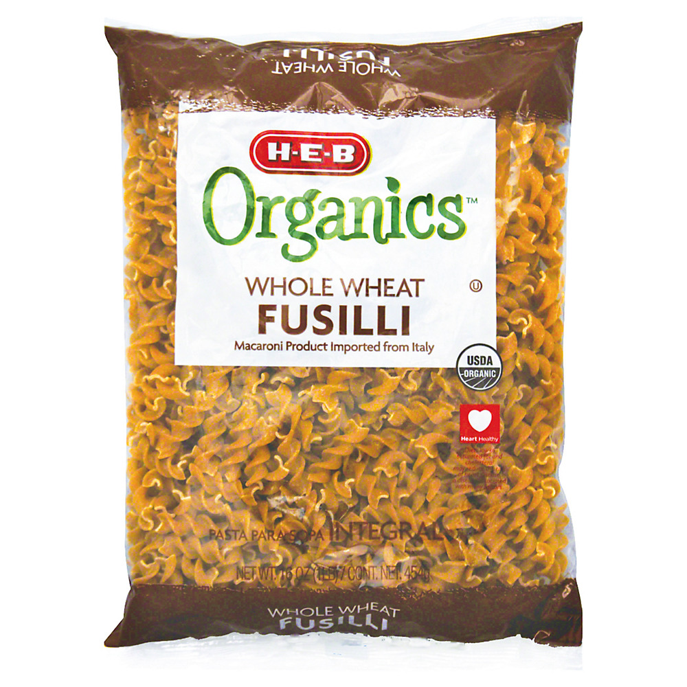 Calories in H-E-B Organics Whole Wheat Fusilli, 16 oz