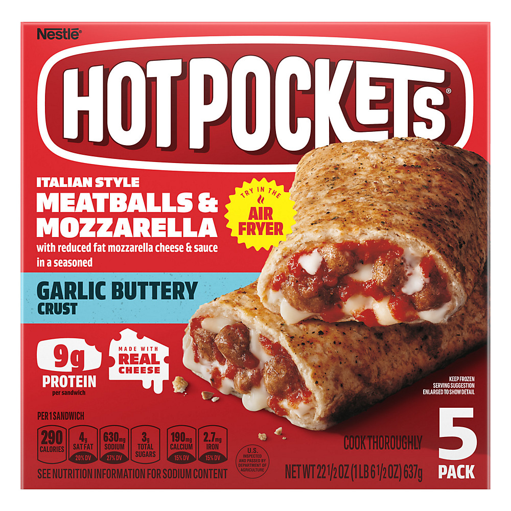 Calories in Hot Pockets Italian Style Meatballs & Mozzarella Frozen Sandwiches, 5 ct