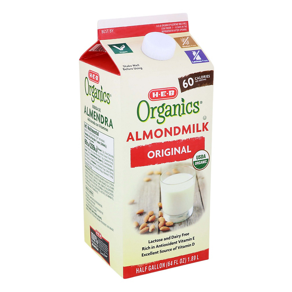 Calories in H-E-B Organics Original Almond Milk, 1/2 gal