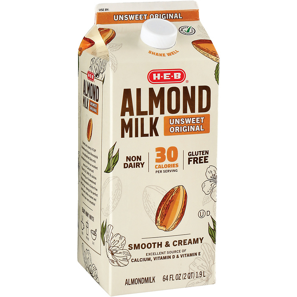 Calories in H-E-B Unsweet Original Almond Milk, 1/2 gal