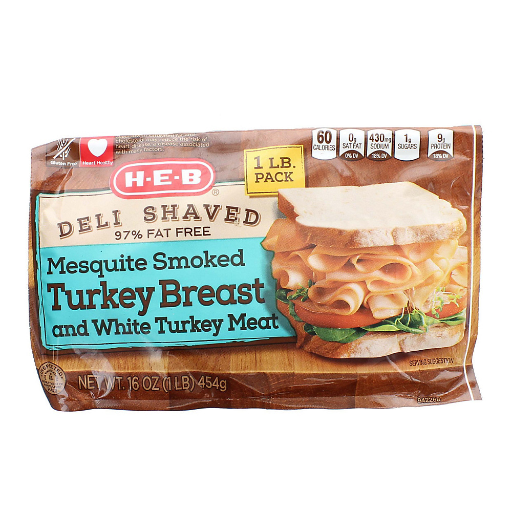 Calories in H-E-B Deli Shaved Mesquite Smoked Turkey Breast, 16 oz