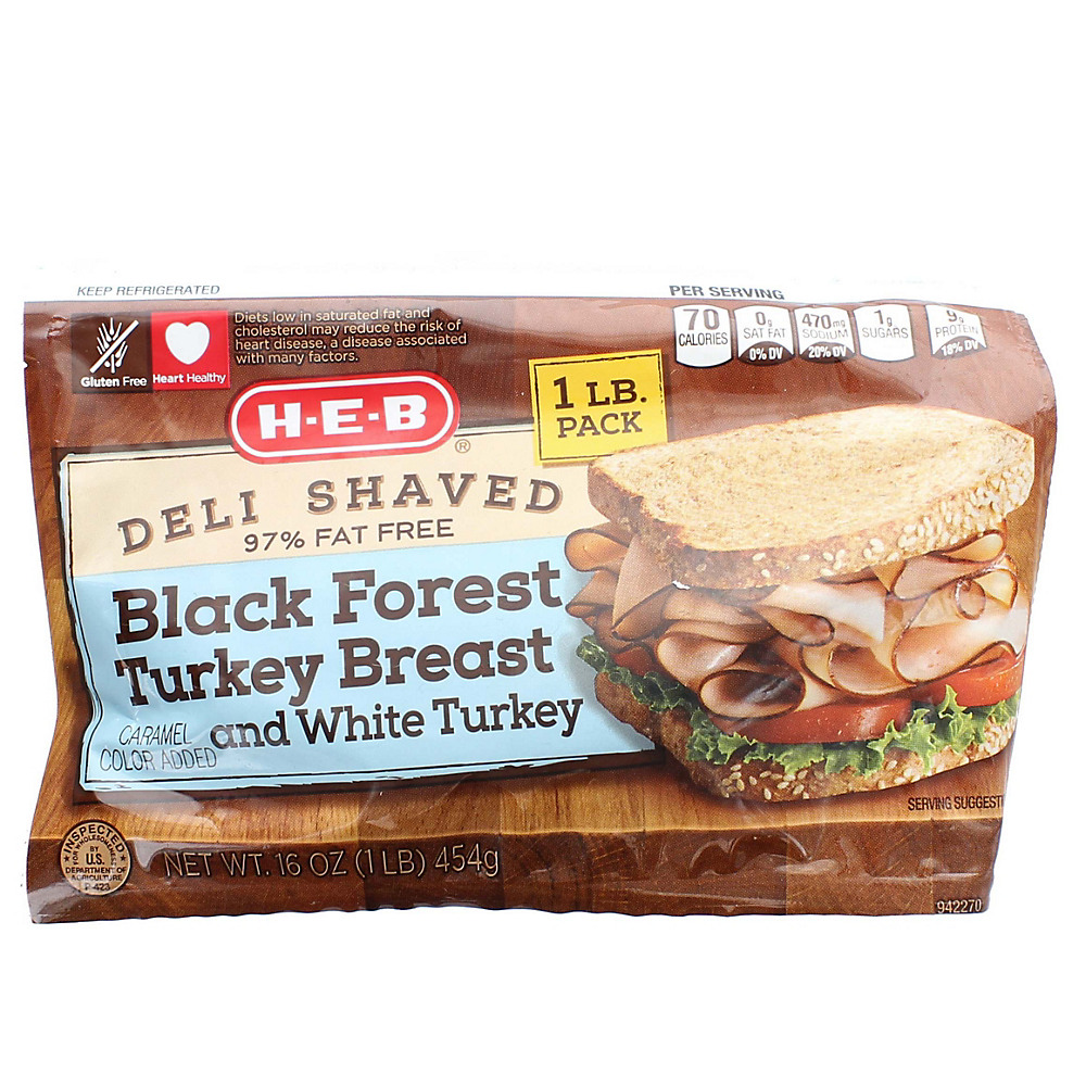 Calories in H-E-B Deli Shaved Black Forest Turkey Breast, 16 oz