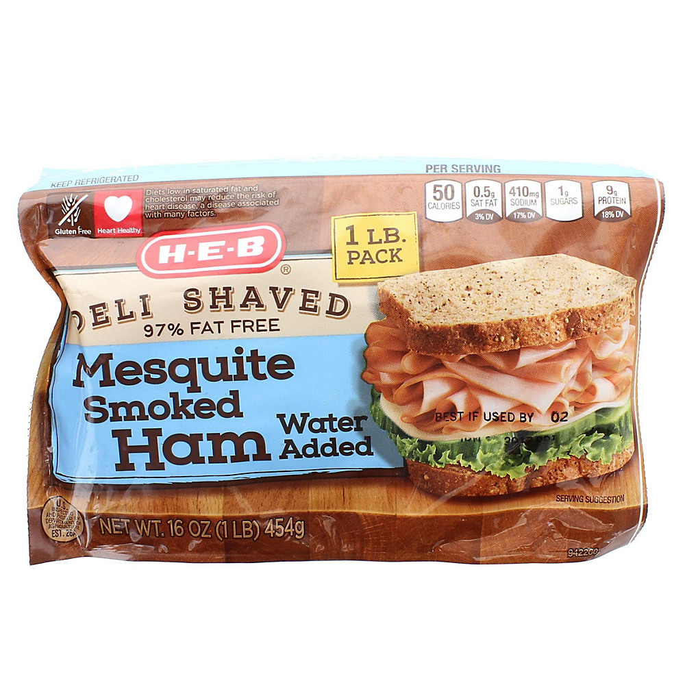 Calories in H-E-B Deli Shaved Mesquite Smoked Ham, 16 oz