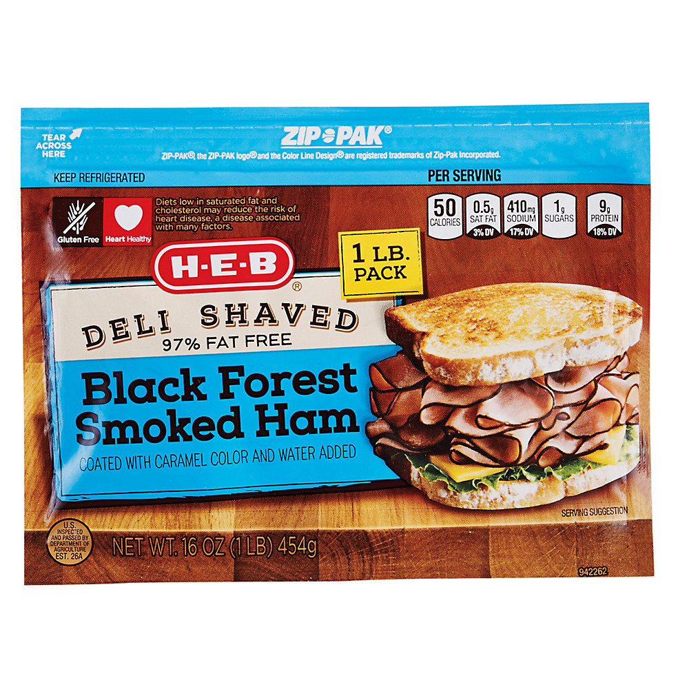 Calories in H-E-B Deli Shaved Black Forest Smoked Ham, 16 oz
