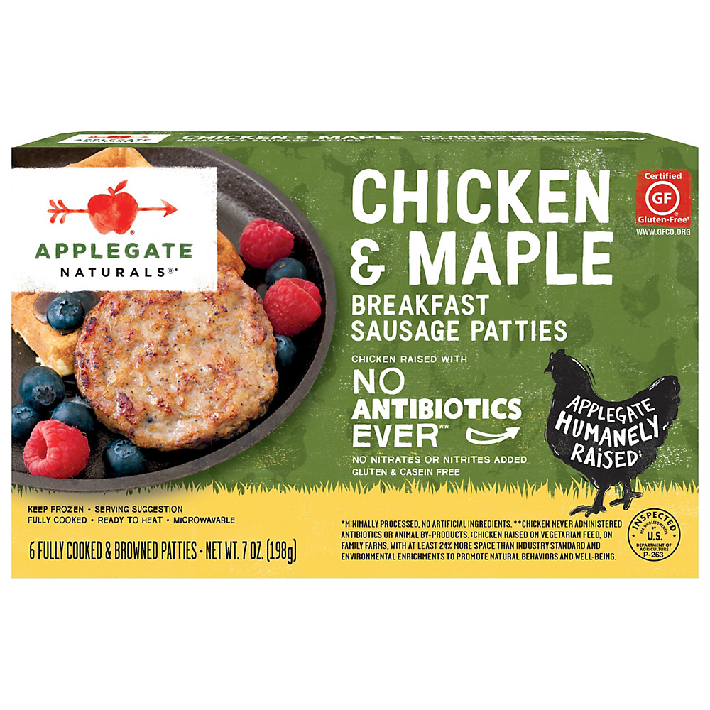 Calories in Applegate Naturals Chicken & Maple Breakfast Sausage Patties , 6 ct