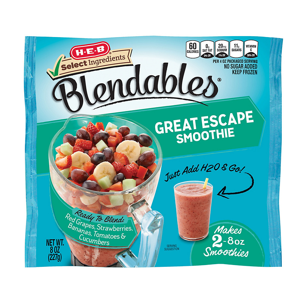 Calories in H-E-B Select Ingredients Blendables Great Escape Smoothie, 8 oz