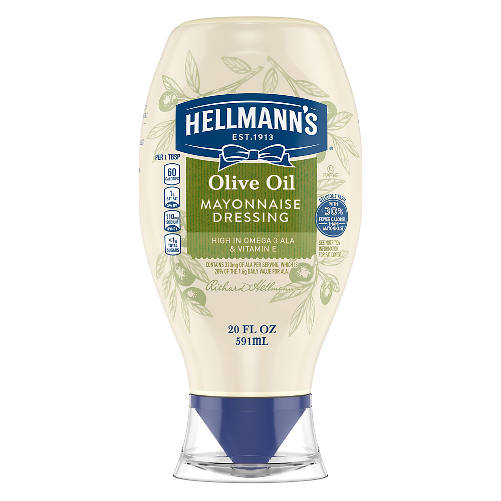 Calories in Hellmann's Squeeze Mayonnaise Dressing with Olive Oil, 20 oz