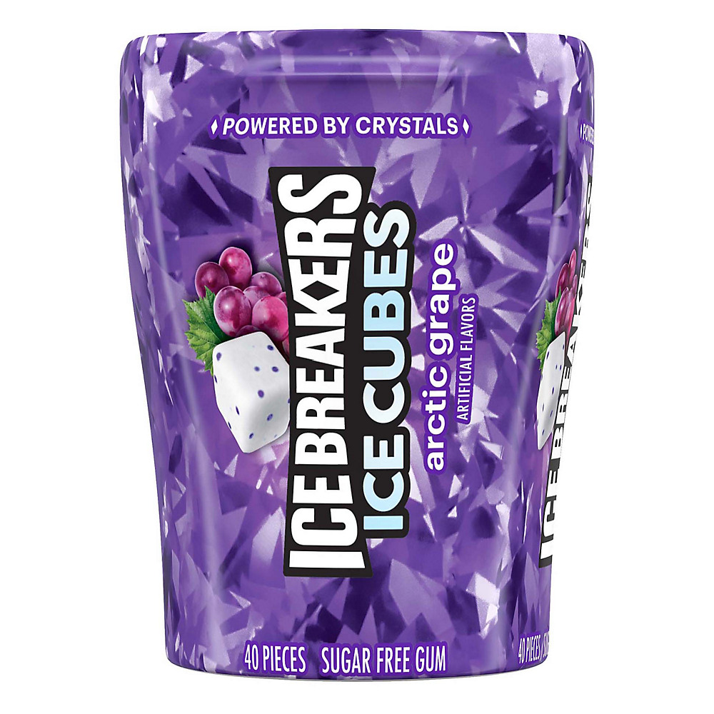Calories in Ice Breakers Ice Cubes Arctic Grape Flavored Sugar Free Chewing Gum Made with Xylitol Bottle, 40 ct