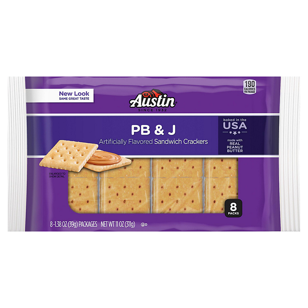 Calories in Austin Sandwich Crackers PB and J, 8 ct, 11 oz