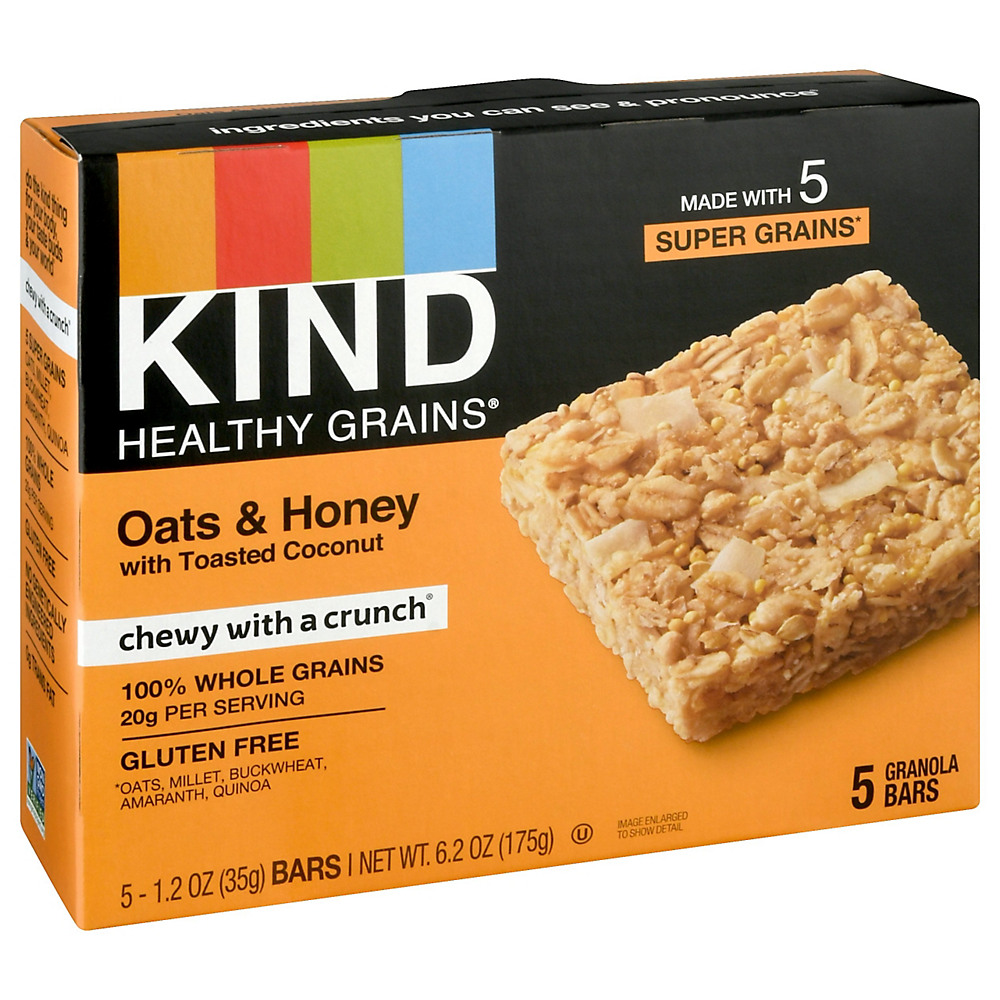 Calories in Kind Healthy Grains Oats & Honey with Toasted Coconut Bars, 5 ct