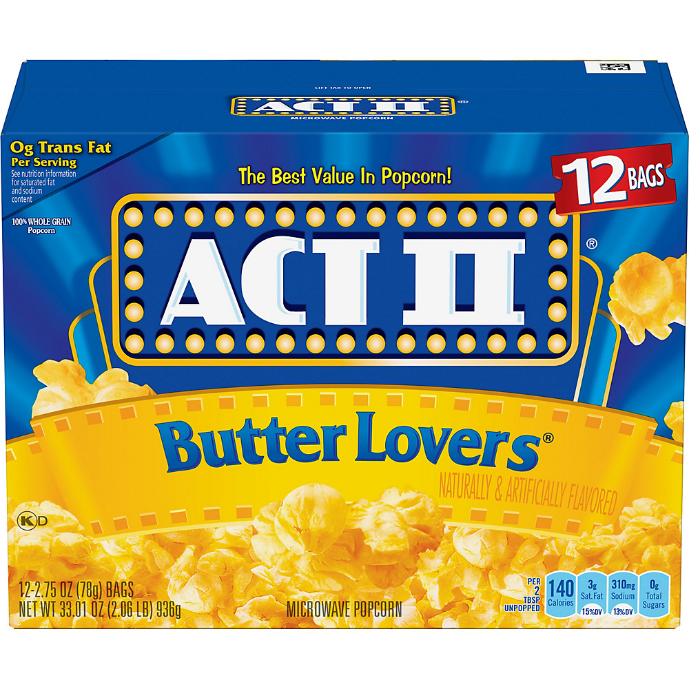 Calories in Act II Butter Lover Popcorn, 12 pk