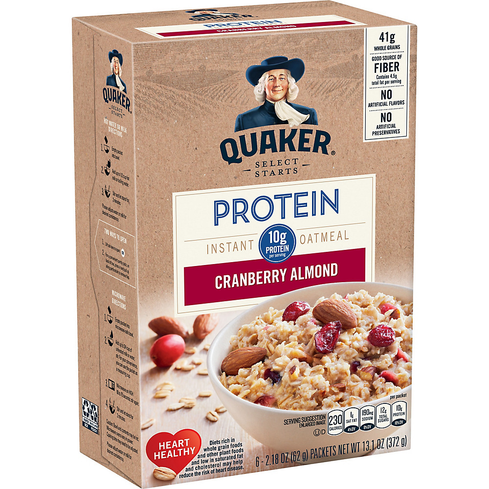 Calories in Quaker Select Starts Protein Cranberry Almond Instant Oatmeal, 8 ct