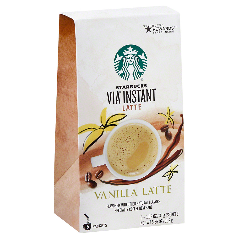 Calories in Starbucks Via Latte Vanilla Latte Instant Coffee Packets, 5 ct