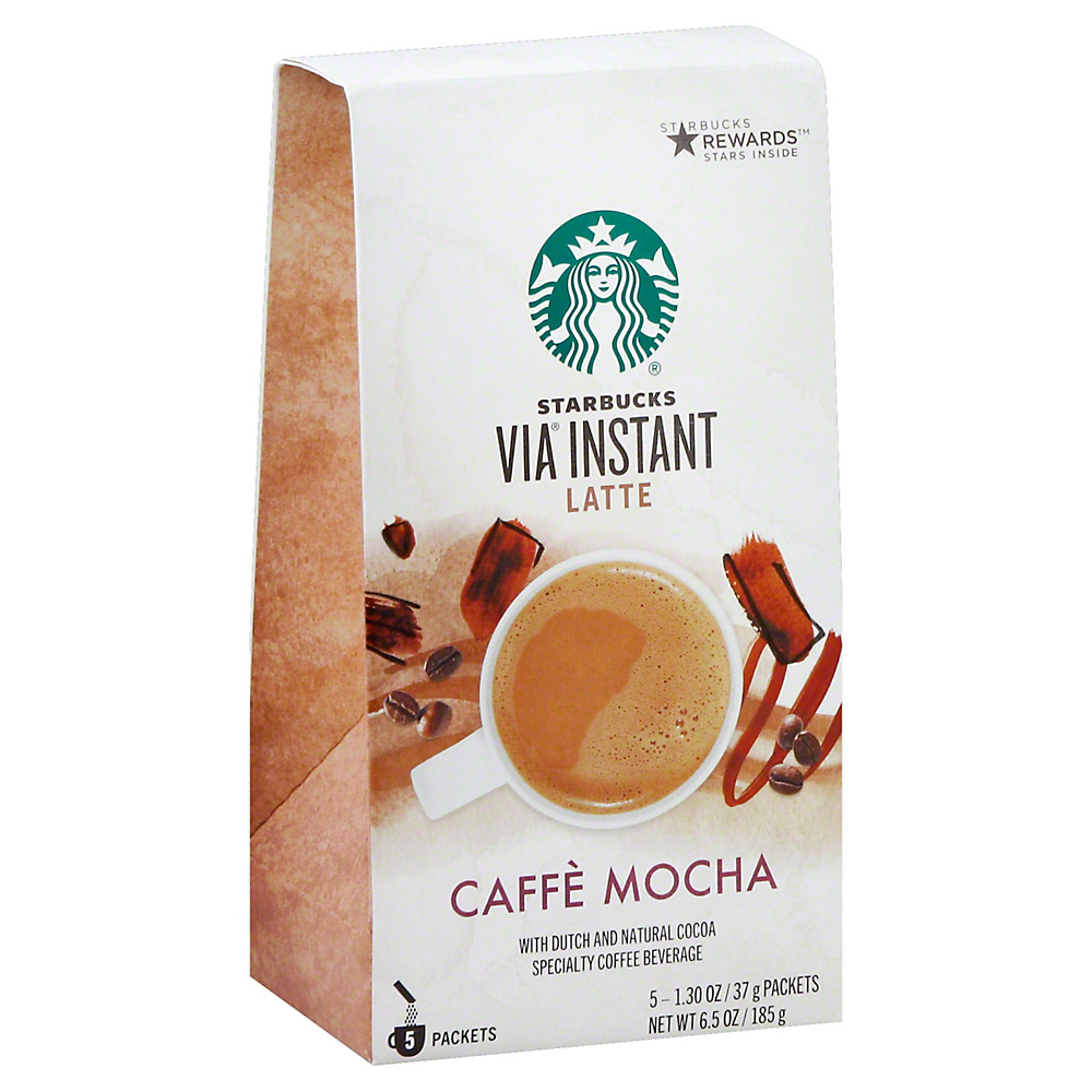 Calories in Starbucks Via Latte Caffe Mocha Instant Coffee Packets, 5 ct