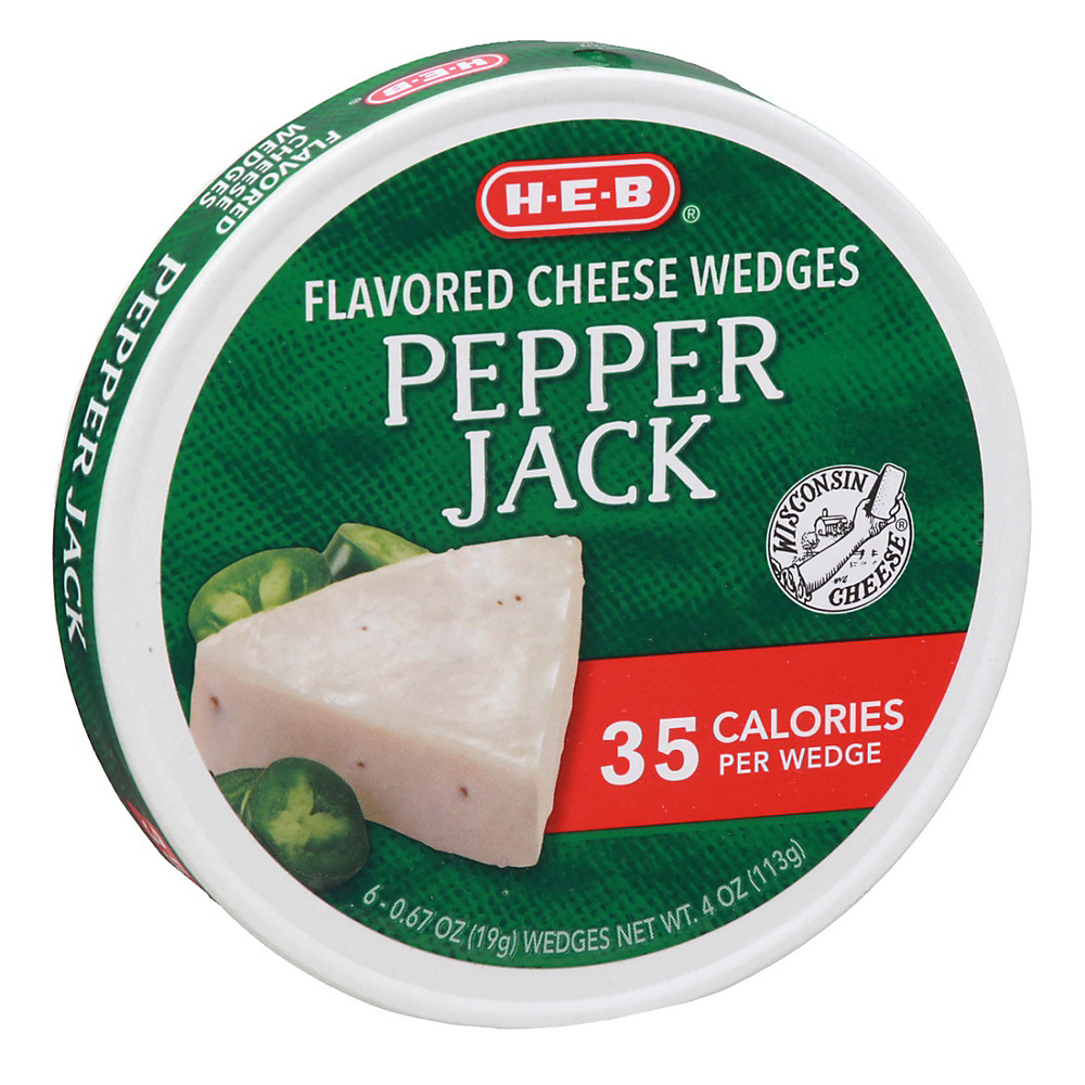 Calories in H-E-B Light Pepper Jack Spreadable Cheese Wedges, 6 ct