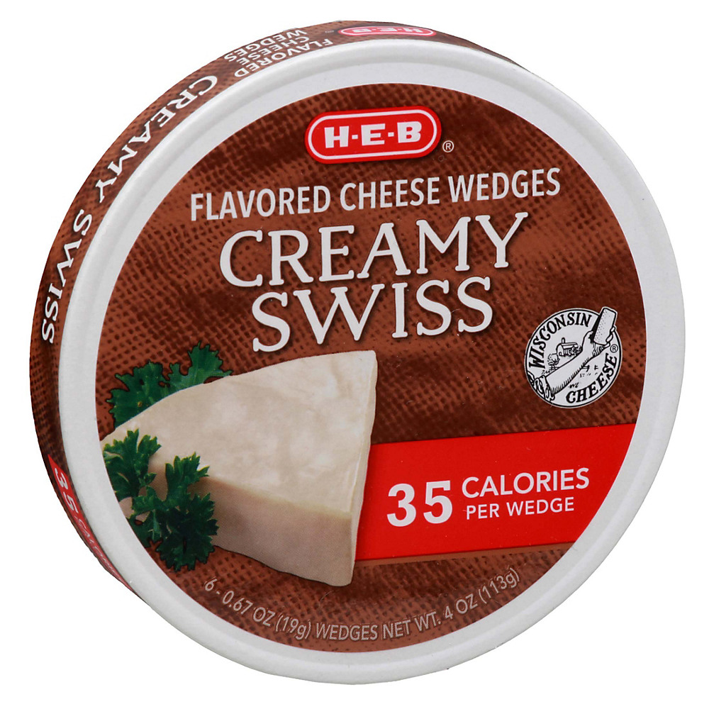 Calories in H-E-B Light Swiss Cheese Spreadable Cheese Wedges, 6 ct