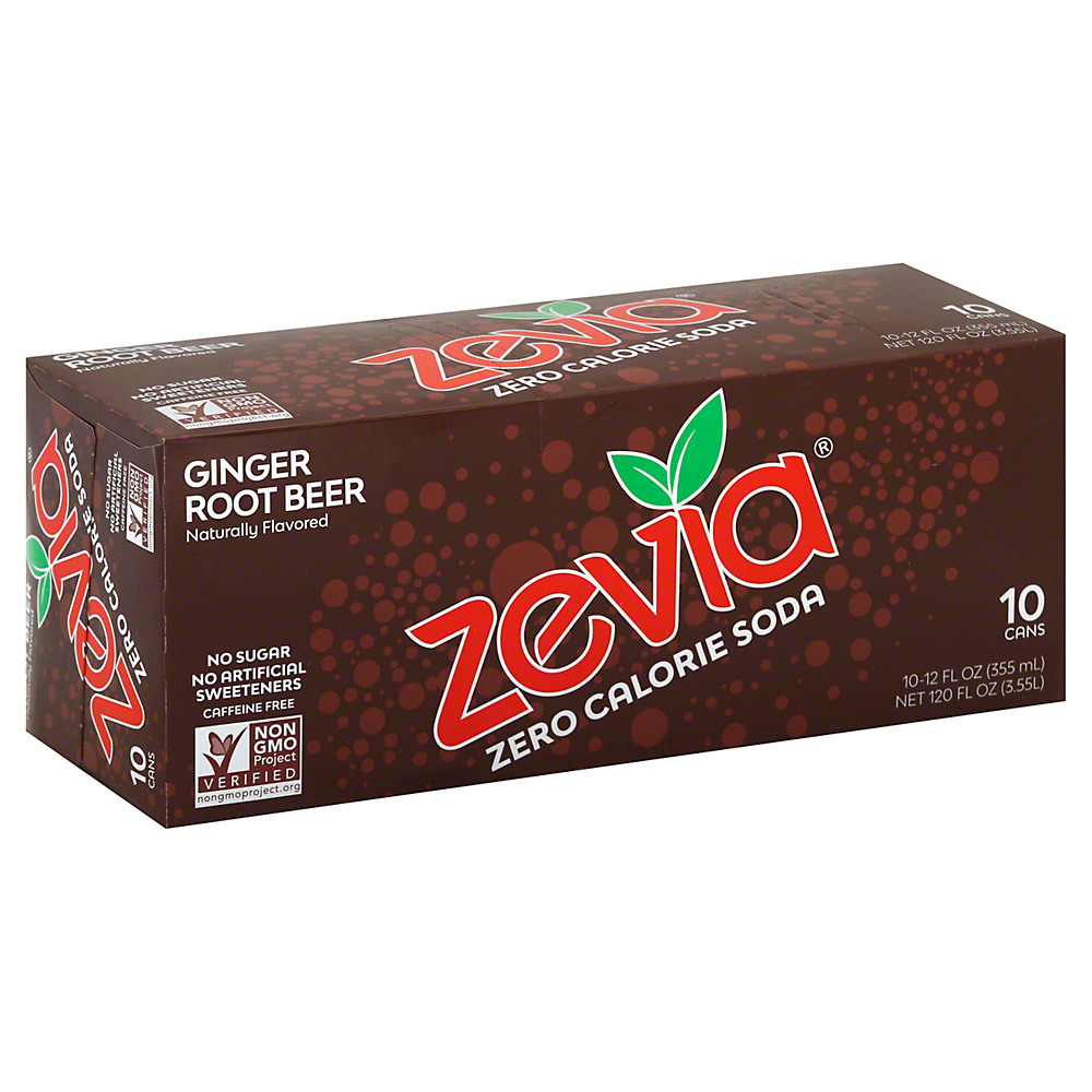 Calories in Zevia Natural Diet Soda Ginger Root Beer, 12 OZ cans, 10 pk