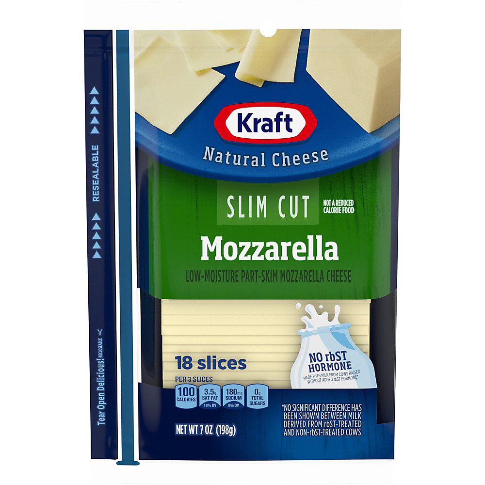 Calories in Kraft Mozzarella Cheese, Slim Cut Slices, 18 ct