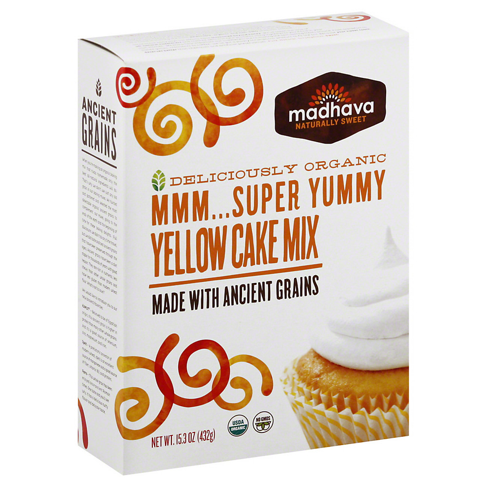Calories in Madhava Organic Mmm... Super Yummy Yellow Cake Mix, 15.3 oz