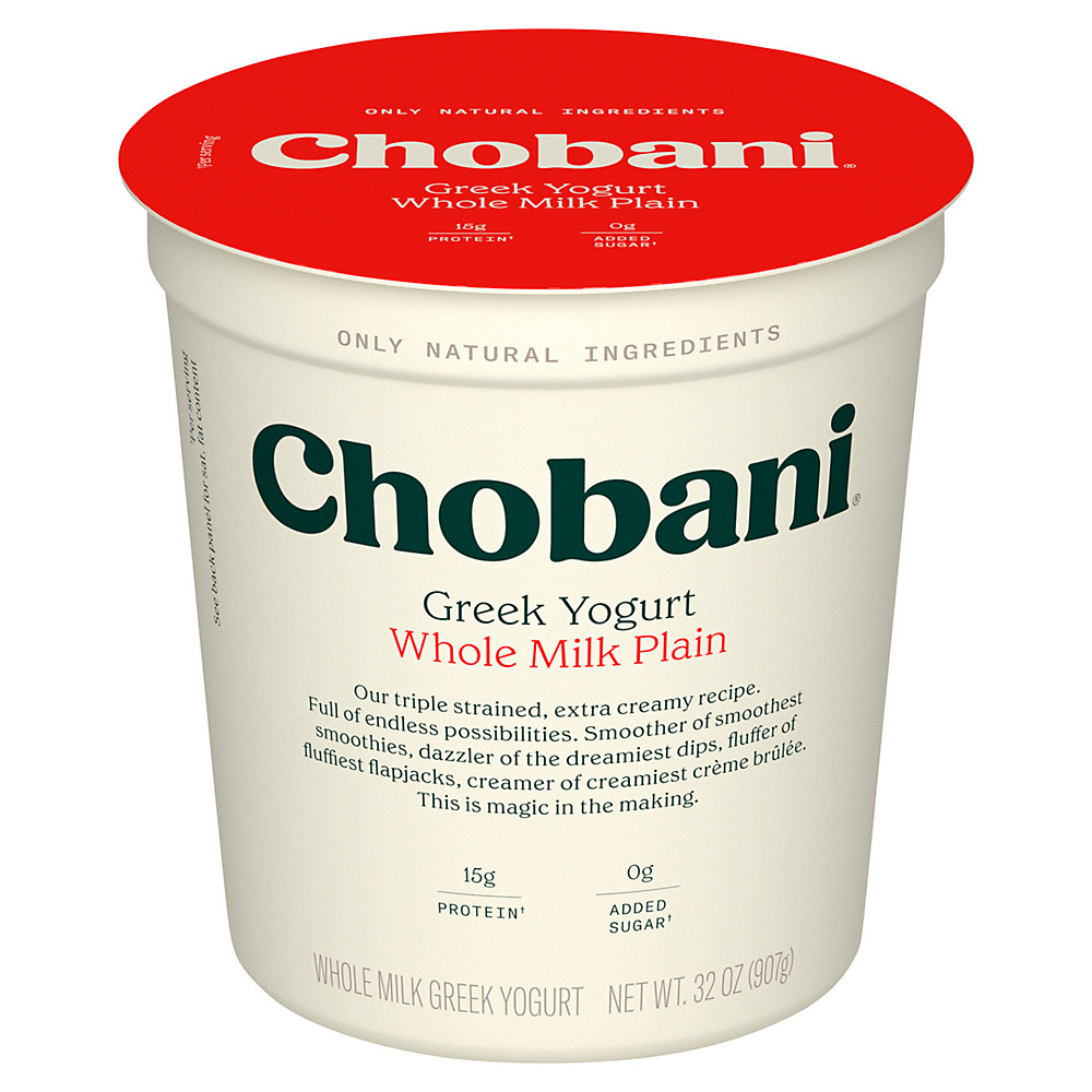 Calories in Chobani Original Plain Whole Milk Greek Yogurt, 32 oz