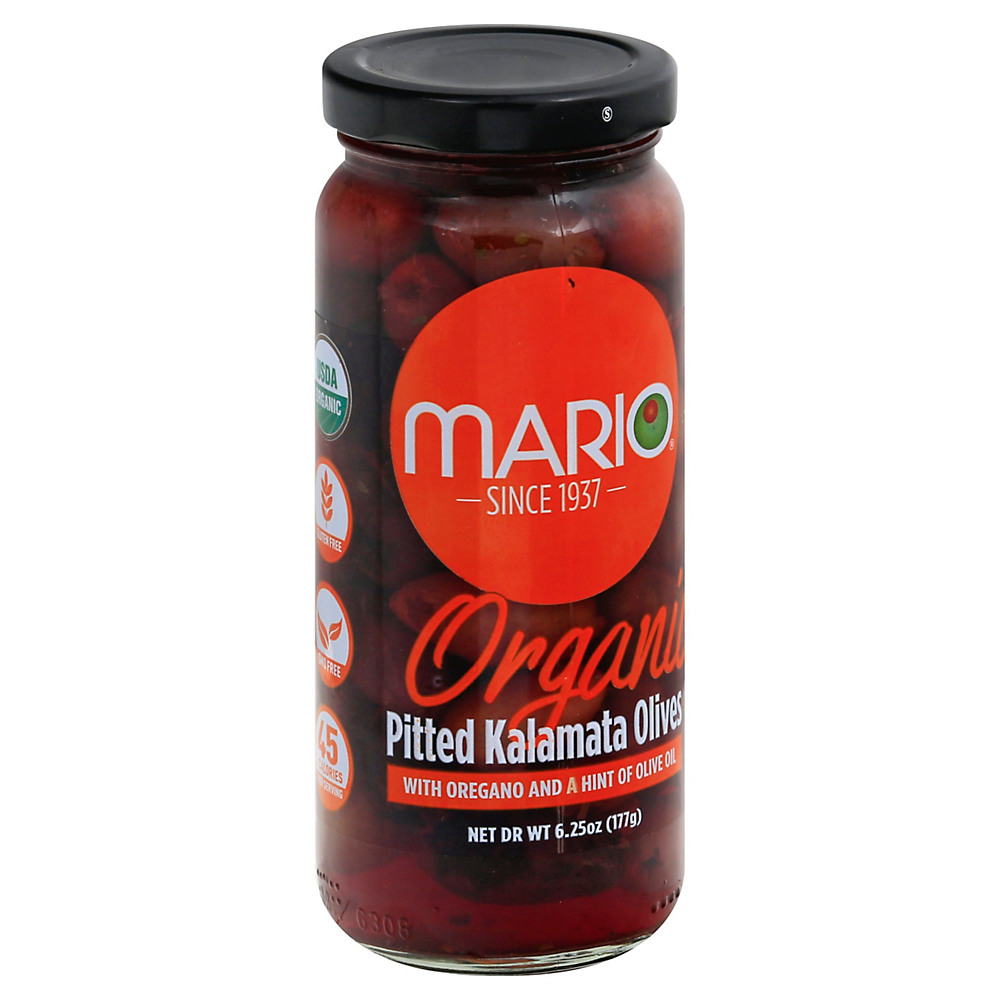 Calories in Mario Organic Kalamata Olives with Oregano, 6.25 oz