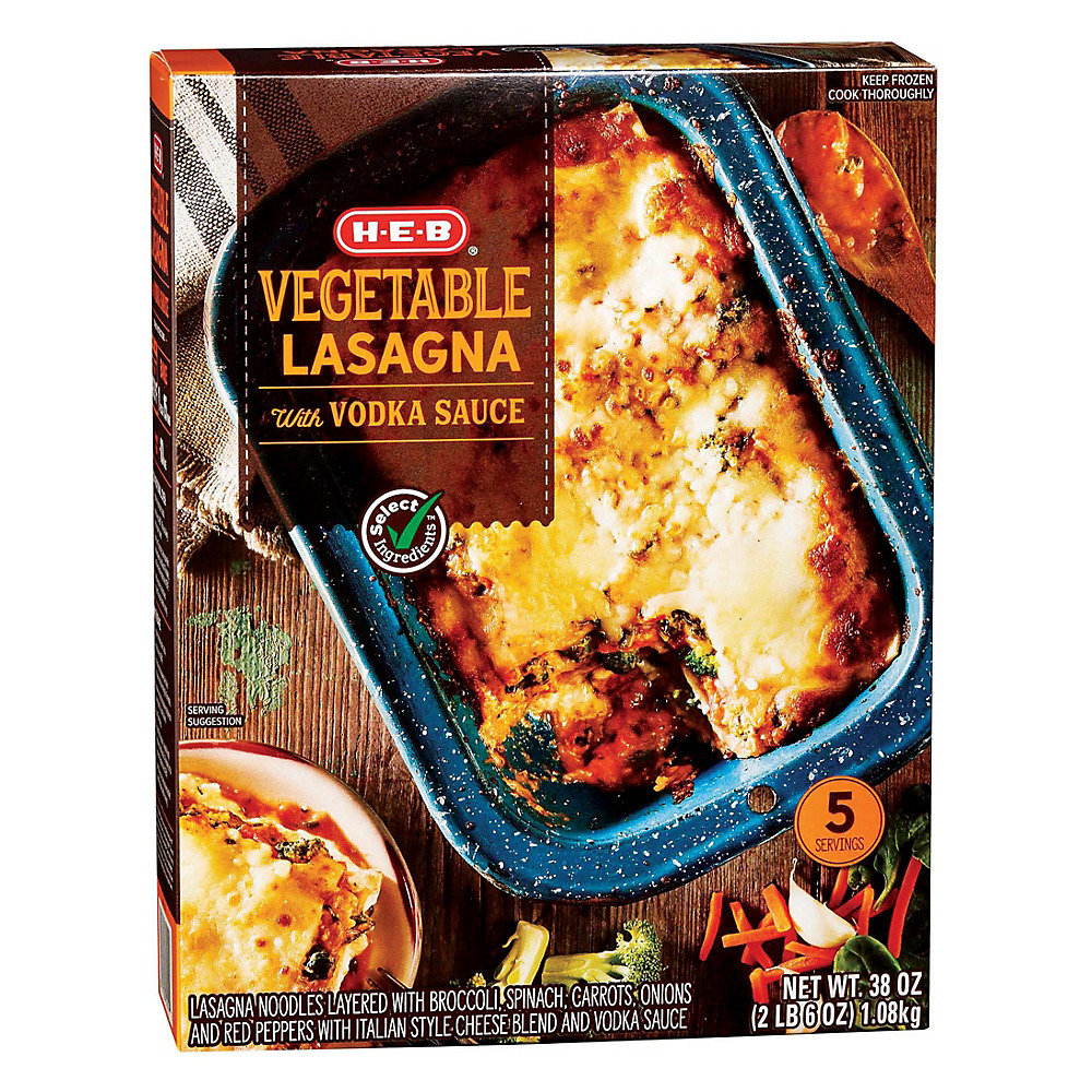 Calories in H-E-B Select Ingredients Vegetable Lasagna with Vodka Sauce, 38 oz