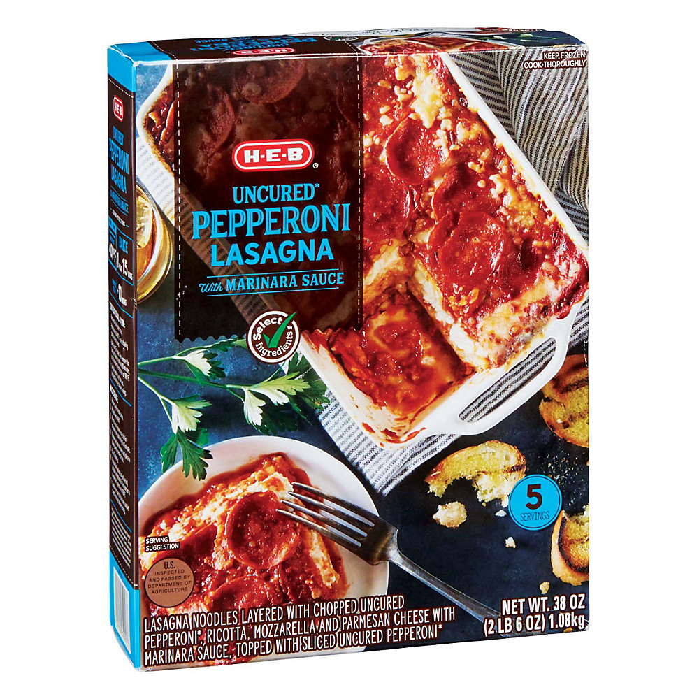 Calories in H-E-B Select Ingredients Uncured Pepperoni Lasagna Marinara Sauce, 38 oz
