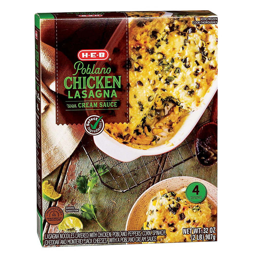 Calories in H-E-B Select Ingredients Poblano Lasagna with Chicken, 32 oz