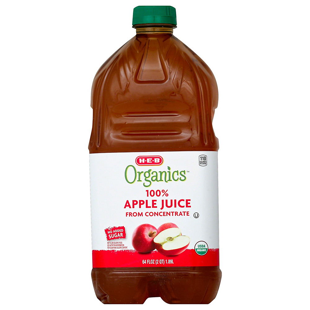 Calories in H-E-B 100% Organics Apple Juice, 64 oz