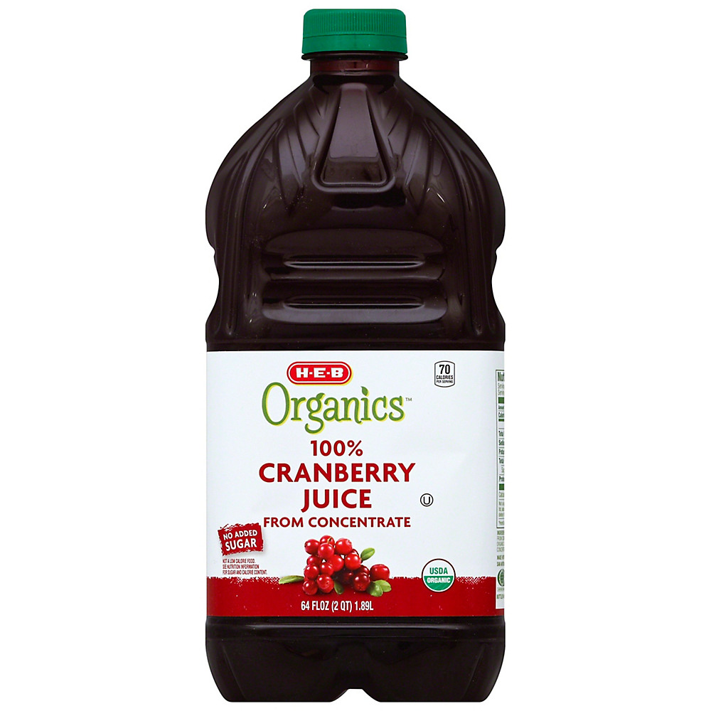 Calories in H-E-B 100% Organics Cranberry Juice, 64 oz