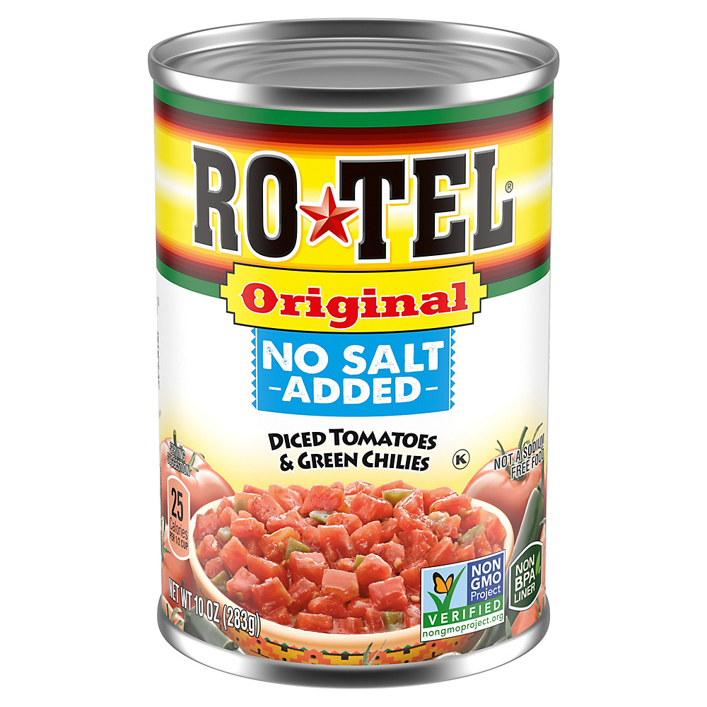 Calories in Rotel Original No Salt Added Diced Tomatoes & Green Chilies, 10 oz