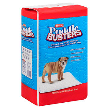 H-E-B Puddle Busters Quilted Pee Pads, 50 ct