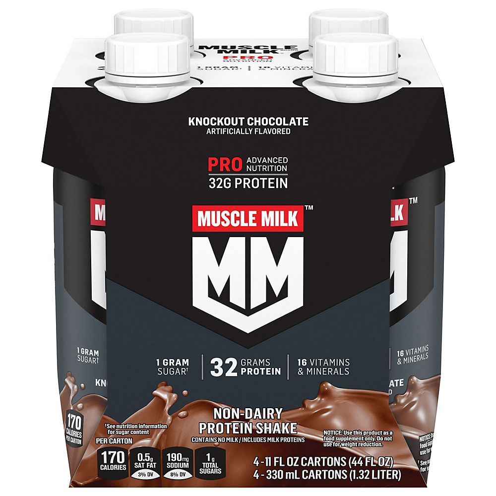 Calories in Muscle Milk Pro Series 32 Mega Protein Shake, Knockout Chocolate, 4 pk