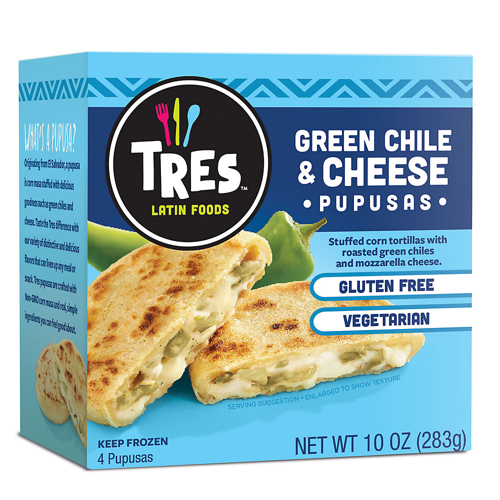 Calories in Tres Pupusas Green Chile & Cheese, 4 ct
