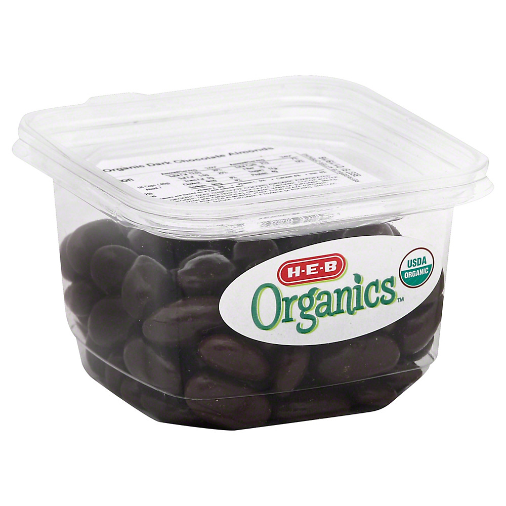 Calories in H-E-B Organics Dark Chocolate Almonds, 9.8 oz