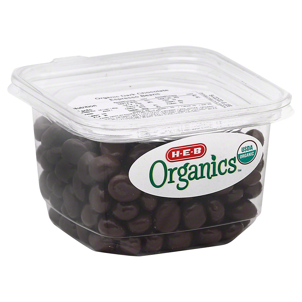 Calories in H-E-B Organics Dark Chocolate Espresso Beans, 10.4 oz